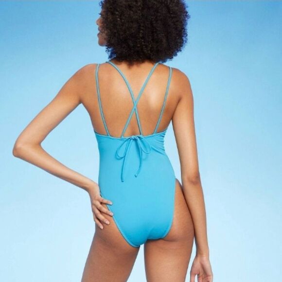 Women's Tunneled Plunge One Piece Swimsuit - Shade & Shore NWT - Picture 3 of 7